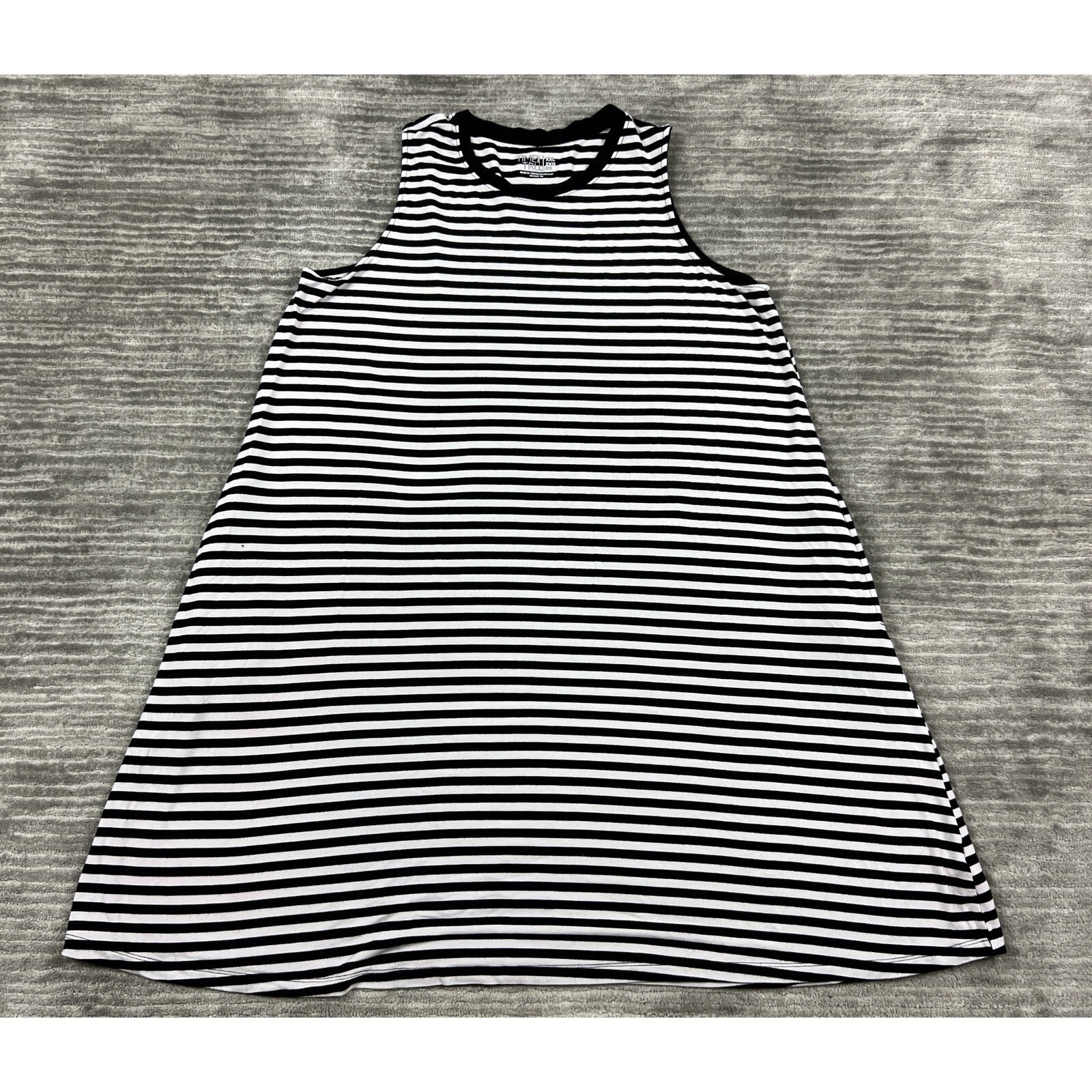 Time & Tru Dress Xxl 2x 20 Sleeveless Striped Stretch Striped Swing Coastal Tank